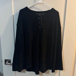 Black Lace-Up Women's Top